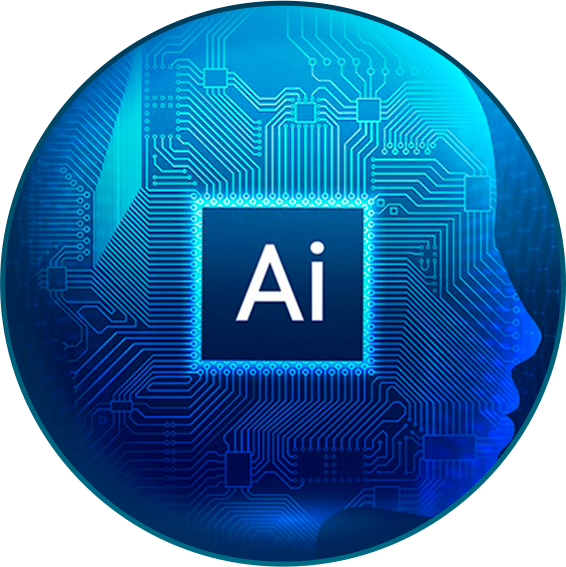 Icon representing a microchip with the shape of a human head.