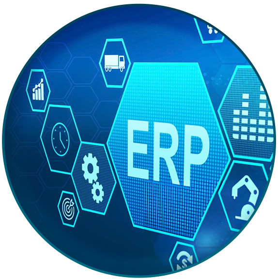 Icon of hexagons linking diferent functions inside a system.
